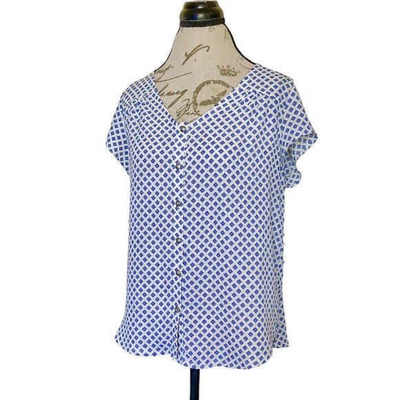 Papermoon Blouse Size Medium Floral Boho Bohemian Button down  Short Sleeve - Picture 5 of 12